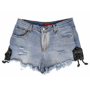 SIGNATURE 8 Lace-up Cutoff Jean Shorts Size Large